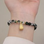 Buddha Stones Natural Green Phantom Confidence Gourd Buddha Charm Bracelet Bracelet BS Green Phantom&Buddha(Wrist Circumference 14-19cm)