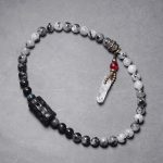Buddha Stones Black Rutilated Quartz Ebony Wood White Crystal Success Couple Bracelet Bracelet BS 7