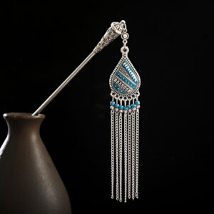 Buddha Stones Water Drop Lily of the Valley Flowers Tassels Confidence Hairpin Hairpin BS Water Drop-Blue