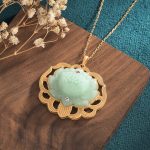 Buddha Stones Natural Jade Lotus Harmony Necklace Pendant Necklaces & Pendants BS 1