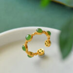 Buddha Stones Cyan Jade Healing Calm Adjustable Ring Rings BS 5
