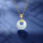 Buddha Stones White Jade Peace Buckle Blessings Luck Necklace Pendant Necklaces & Pendants BS Gold