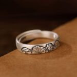 Buddha Stones 999 Sterling Silver Lotus Peony Flower Enlightenment Ring Ring BS 7