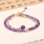 Buddha Stones 14K Gold Plated Amethyst Crystal Healing Double Layer Chain Bracelet Bracelet BS 2