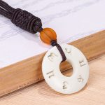 Buddha Stones Ivory Fruit Om Mani Padme Hum Engraved Protection Necklace Pendant Necklaces & Pendants BS 2