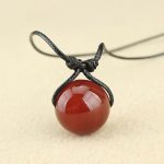 Buddha Stones Red Agate Bead Confidence Leather Rope Necklace Pendant Necklaces & Pendants BS 5