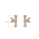 Buddha Stones 925 Sterling Silver Hetian Cyan Jade White Jade Red Agate Bamboo Pattern Luck Stud Earrings Earrings BS 12