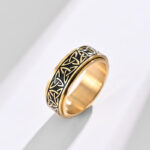 Buddha Stones  Triangle Knot Triquetra Titanium Steel Calm Rotatable Ring Ring BS 5