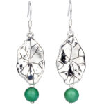Buddha Stones 925 Sterling Silver Turquoise Lotus Leaf Protection Drop Dangle Earrings Earrings BS 10