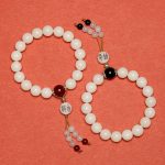 Buddha Stones Bodhi Seed Red Agate Black Obsidian Pink Crystal Rutilated Quartz Peace Wrist Mala Bracelet Bracelet BS 15