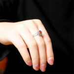 Buddha Stones925 Sterling Silver Lotus Red Agate Confidence Blessing Ring Ring BS 4