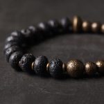 Buddha Stones Lava Rock Stone Copper Balance Cuff Bracelet Bangle Bracelet BS 7