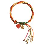 Buddha Stones Persimmon Red Agate Strength Reincarnation Knot Braid String Bracelet Bracelet BS 15