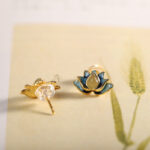 Buddha Stones 925 Sterling Silver Hetian Cyan Jade Lotus Flower Success Earrings Earrings BS 3