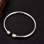 Buddha Stones Heart Sutra Engraved Swastika Pattern Luck White Copper Bracelet Bangle Bracelet Bangle BS 3
