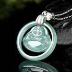 Buddha Stones 925 Sterling Silver Natural Jade Round Laughing Buddha Abundance Chain Necklace Pendant Necklaces & Pendants BS 2