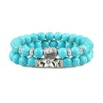 Buddha Stones 2Pcs Natural Crystal Agate Buddha Protection Bracelet Bracelet BS Turquoise