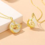 Buddha Stones 925 Sterling Silver Year of the Dragon Hetian Jade Golden Dragon Phoenix Peace Buckle Luck Necklace Pendant Necklaces & Pendants BS 1