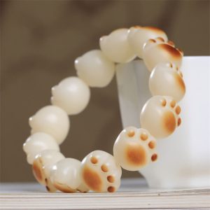 Buddha Stones Cute Cat Paw Claw Bodhi Seed Peace Bracelet Bracelet BS 16-17mm