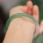 Buddha Stones Natural White And Green Chalcedony Agate Positive Cuff Bracelet Bangle Bracelet Bangle BS 4