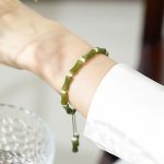 Buddha Stones Natural Peridot Bamboo Pattern Love Peace Bracelet Bracelet BS 5