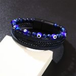 Buddha Stones Evil Eye Tiger Eye Protection Beaded Multilayered Braided Bracelet Bracelet BS 4