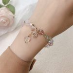 Buddha Stones Strawberry Quartz Rutilated Quartz Fluorite Flower Healing Bracelet Bracelet BS 29