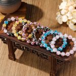 Buddha Stones Gold Swallowing Beast Family Pink Love Heart Luminous Fluorescent Liuli Glass Bead Bracelet Bracelet BS 2