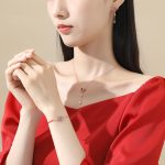 Buddha Stones 925 Sterling Silver Chinese Knotting Red Zircon Wealth Necklace Pendant Bracelet Earrings Set Bracelet Necklaces & Pendants BS 1