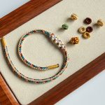Buddha Stones Handmade Dunhuang Color Peach Blossom Pattern Braid String Bracelet Bracelet BS 8