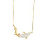 Buddha Stones 925 Sterling Silver White Jade Dolphin Luck Necklace Pendant Necklaces & Pendants BS 18