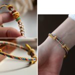 Buddha Stones Handmade Dunhuang Color Peach Blossom Pattern Braid String Bracelet Bracelet BS 13