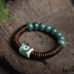 Tibetan Cyan Bodhi Seed Dzi Bead Coconut Shell Keep Away Evil Spirits Bracelet Bracelet BS 3