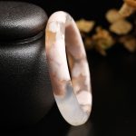 Buddha Stones Natural Sakura Agate Peace Bracelet Bangle Bracelet Cuff Bangle BS 7