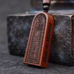 Buddha Stones Lightning Struck Jujube Wood Taoist Five Thunder Order Luck Protection Necklace Pendant 2