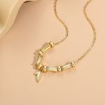 Buddha Stones Golden Bamboo Pattern Titanium Steel Wealth Necklace Pendant Necklaces & Pendants BS 4