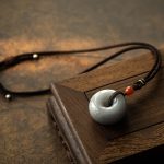 Buddha Stones Natural Round Jade Gray Jade Peace Buckle Luck Necklace Pendant Necklaces & Pendants BS 21