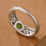 Buddha Stones 925 Sterling Silver Hetian Cyan Jade Harmony Adjustable Ring Ring BS 8