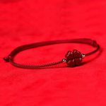 Buddha Stones Natural Cinnabar Four Leaf Clover Blessing Red String Bracelet Anklet Bracelet BS 3
