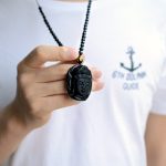 Buddha Stones Natural Black Obsidian Kwan Yin Avalokitesvara Strength String Necklace Pendant Necklaces & Pendants BS 4