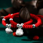 Buddha Stones 925 Sterling Silver Handmade Fu Character Lucky Money Bag Chinese Lock Charm Bell Lotus Copper Coin King Kong Knot Braided Kids Bracelet Bracelet BS main