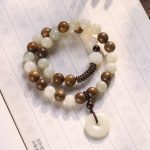 Buddha Stones Bodhi Seed Green Sandalwood Lotus Peace Buckle Harmony Double Wrap Bracelet Bracelet BS Bodhi Seed&Green Sandalwood