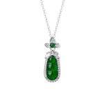 Buddha Stones 925 Sterling Silver Cyan Jade Pea Design Luck Healing Necklace Pendant Necklaces & Pendants BS 5