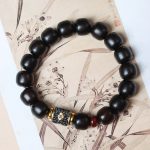 Buddha Stones Ebony Wood Auspicious Clouds Engraved Calm Bracelet Bracelet BS 3