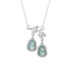 Buddha Stones 925 Sterling Silver Green Jade Double Gourd Butterfly Luck Necklace Pendant Necklaces & Pendants BS 5