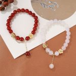 Buddha Stones Natural Red Agate White Agate Peach Blossom Self-acceptance Bracelet Bracelet BS main