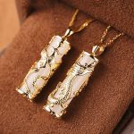 Buddhastoneshop Jade Dragon Phoenix Copper Blessing Harmony Necklace Pendant