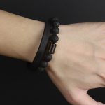 Buddha Stones Lava Rock Ebony Wood Tiger Eye Support Healing Bracelet Bracelet BS 7