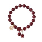 Buddha Stones Cinnabar Fu Character Cherry Blossom Blessing Bracelet