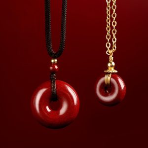 Buddha Stones Cinnabar Peace Buckle Calm Blessing Necklace Pendant Necklaces & Pendants BS main